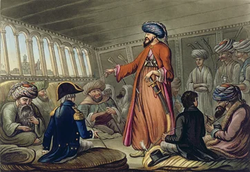Een Mameluk die een Bericht van Mourad Bey bezorgt, gegraveerd door Joseph Constantine Stadler (fl.1780-1812) uitgegeven door I. White, Londen, 1801